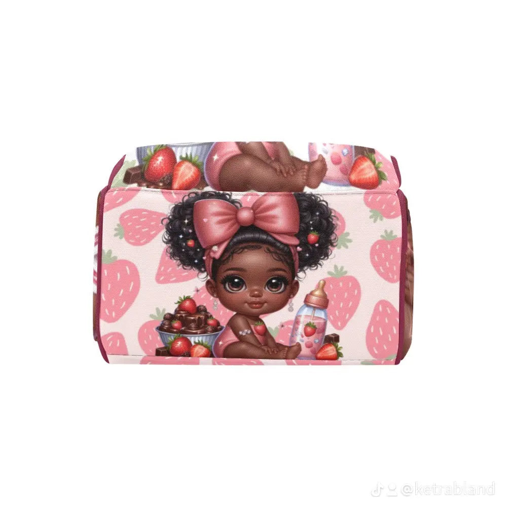 Strawberry Themed, Mommy Bag, Baby Bag and Minky Baby Blanket