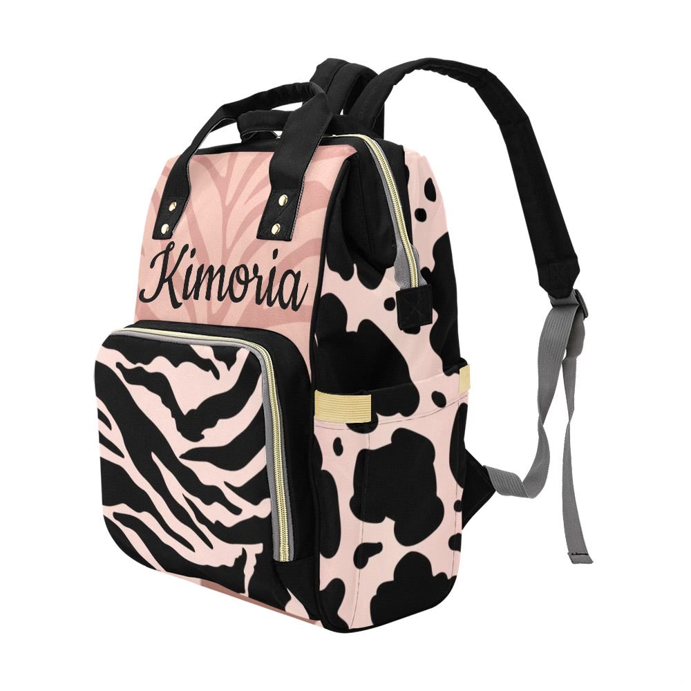 Personalized animal print diaper bag