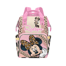 Load image into Gallery viewer, Minnie Mouse Leopard Print Diaper Bag and Minky Baby Blanket Bundle
