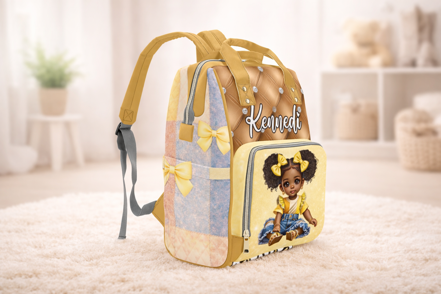 Personalized Bow Diaper Bag