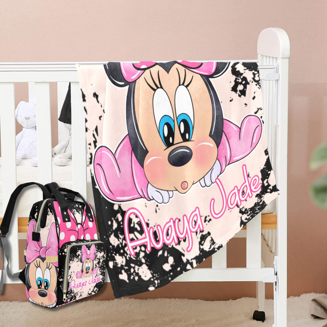 Personalized Diaper Bag and Minky Baby Blanket Bundle