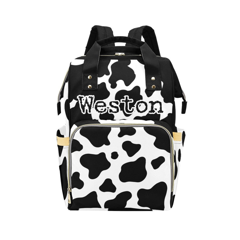 Cow Print Baby Bag and Minky Baby Blanket Bundle