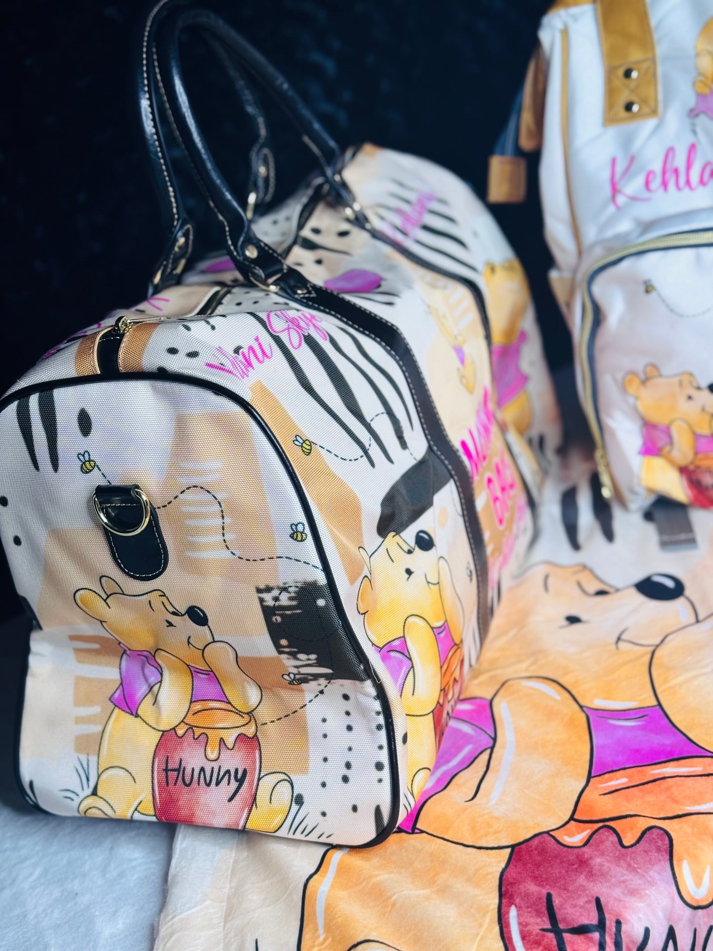 Winnie Diaper Bag, Mommy Bag and Minky Baby Blanket Bundle