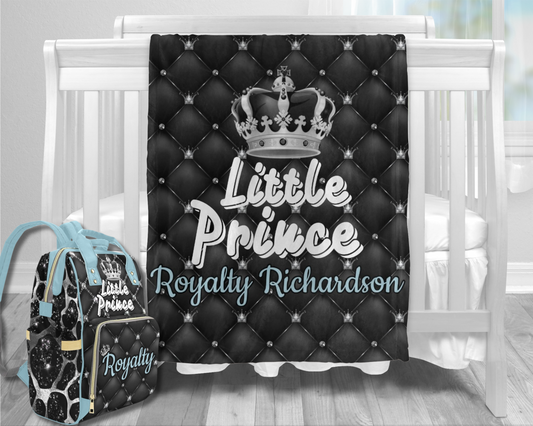 Personalized Diaper Bag and Minky Baby Blanket Bundle