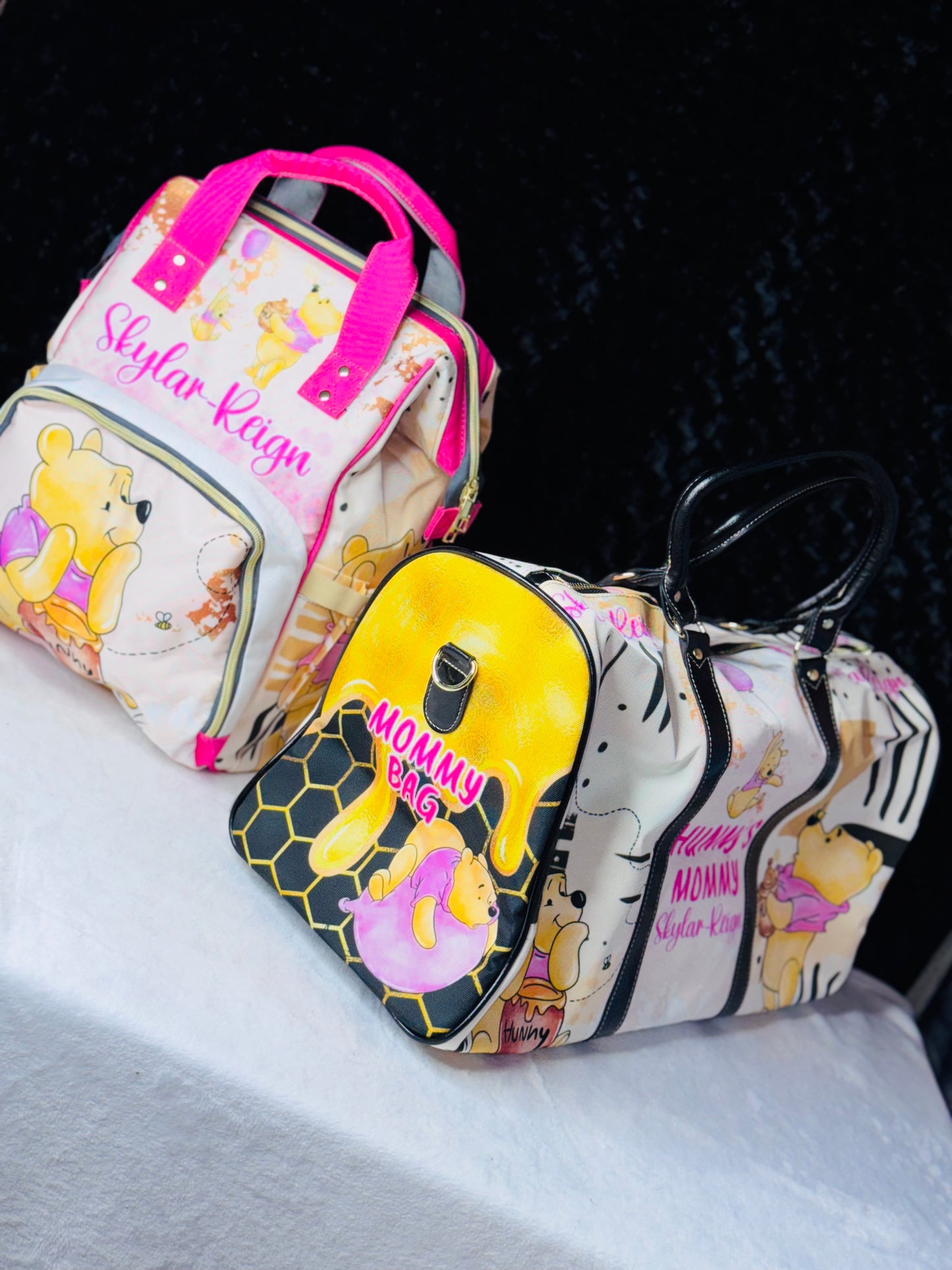 Winnie Diaper Bag, Mommy Bag and Minky Baby Blanket Bundle