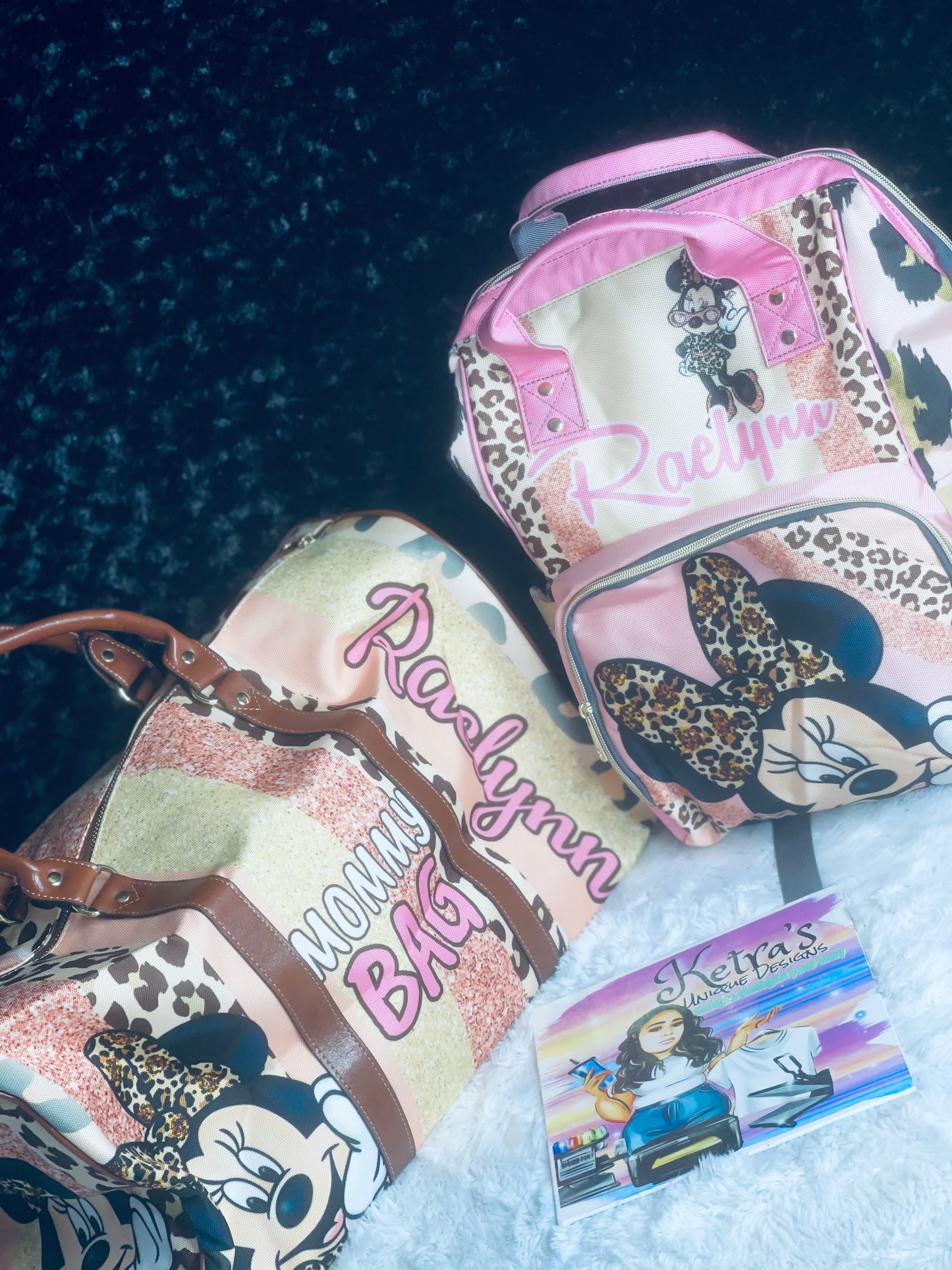 Minnie Animal Print Mommy and Baby bag Bundle