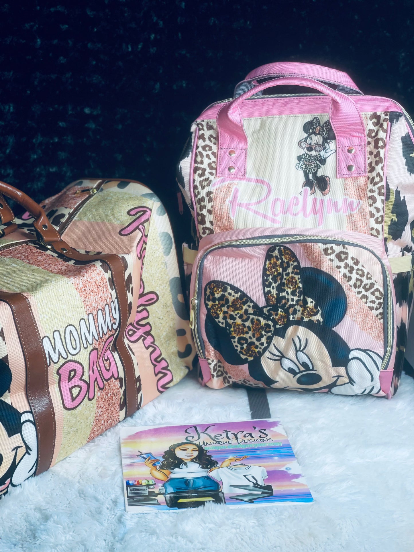 Minnie Animal Print Mommy and Baby bag Bundle