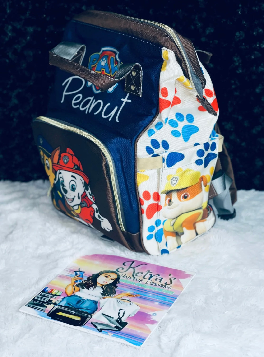 Paw Diaper bag, Mommy bag and Minky Baby Blanket Bundle