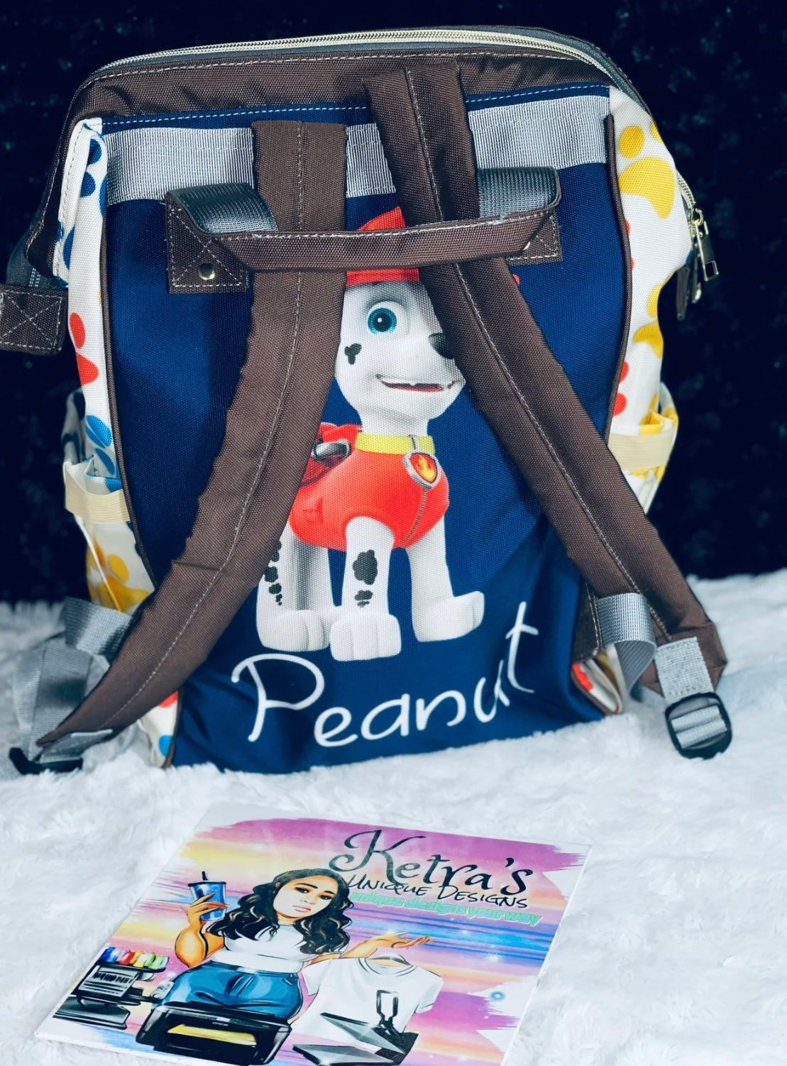 Paw Diaper bag, Mommy bag and Minky Baby Blanket Bundle