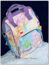 Load image into Gallery viewer, Care Bears and Rainbow Baby Diaper Bag! (purple Straps)
