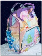 Load image into Gallery viewer, Care Bears and Rainbow Baby Diaper Bag! (purple Straps)
